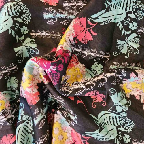 Silk Satin Japanese Floral