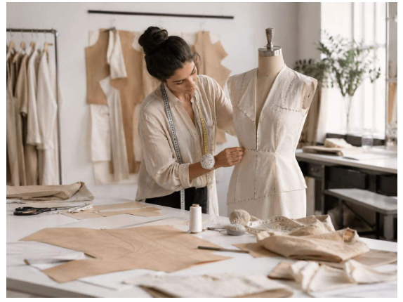 Pattern, Fit and Development 
Depending on the garment and project requirements, the process may include a toile, prototype, fitting stage or sample review before the final garment is completed.