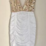 white-ruched-mini-dress-embellished-v-neck-bodice