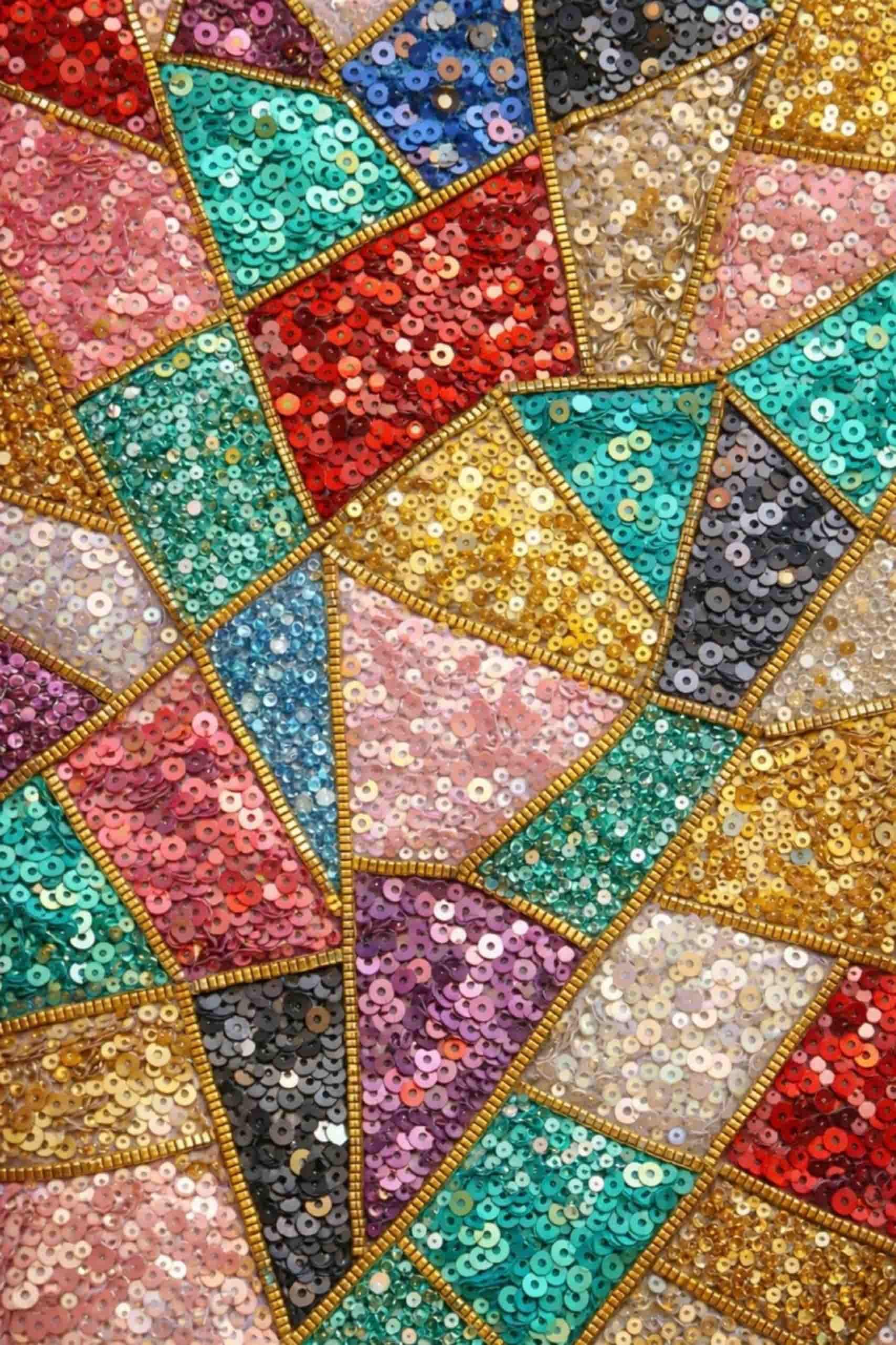 colourful sequins arranged in geometric patterns